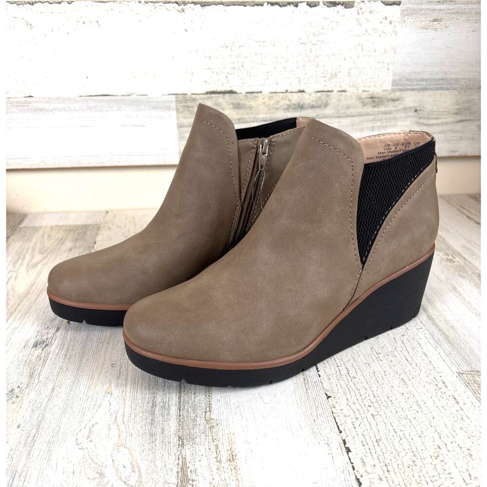 SOUL Naturalizer Womens 10 Tan Affirm Faux Leather Wedge Ankle Boots NWT